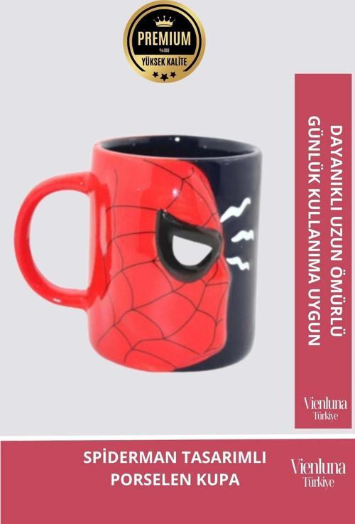 Deluxe Tasarım Dekoratif Estetik Armağan Sevgili Dost Aşk Arkadaş Porselen Spiderman Kupa Bardak