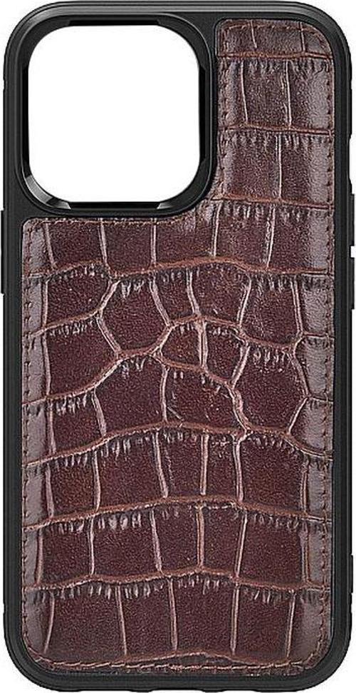 iPhone 13 Mini Uyumlu Kılıf Croco Pattern Calfskin Orjinal Deri Kapak