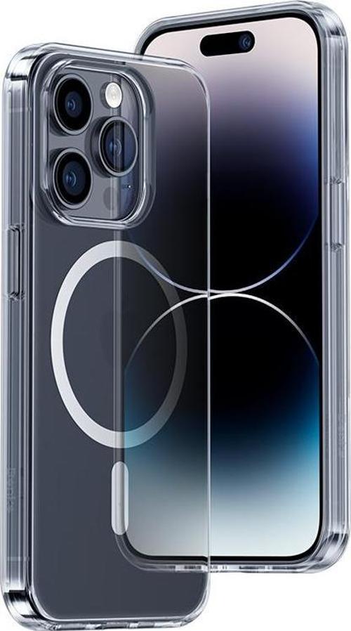 iPhone 14 Pro Uyumlu Kılıf Wireless Şarj Destekli Yeni Magnetik Crystal Şeffaf PC Kapak