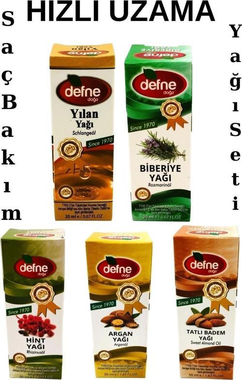 Hızlı Uzama Saç Bakım Yağı Seti (Hint-Badem-Yılan-Argan-Biberiye)