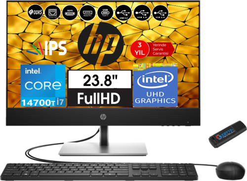 Proone 440 G9 14.nesil Intel® Core I7 14700T 32GB Ddr5 4tb SSD Freedos  23.8" FHD  All In One Bilgisayar 99H6X8ETW10+ZETTAUSBBELLEK