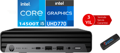 Pro Mini 400 G9 Intel Core I5 14500T 8gb Ddr5 256GB SSD Freedos Mini Masaüstü Bilgisayar 9937R4EA01+ZETTAUSBBELLEK