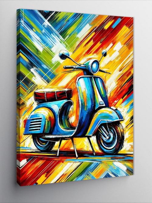 Kanvas Tablo Renkli Vespa Motoru