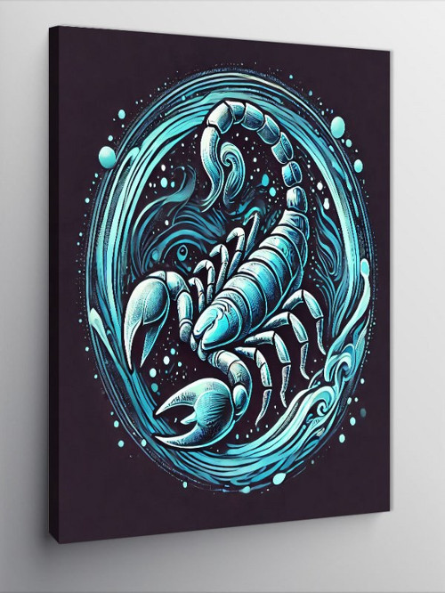 Kanvas Tablo Mavi Akrep Burcu ve Spiral