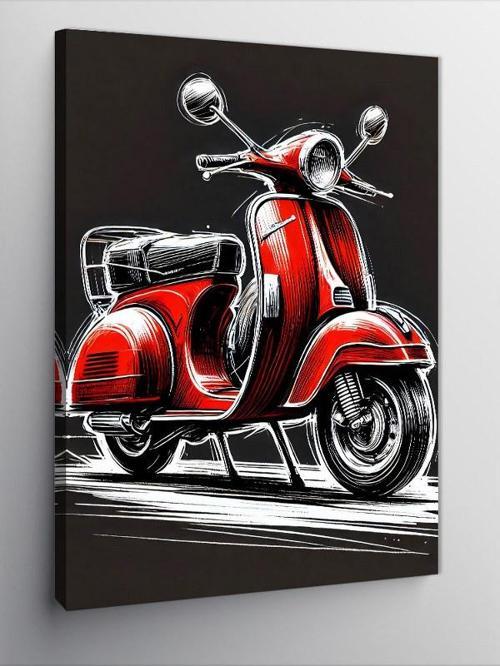 Kanvas Tablo Kırmızı Retro Motosiklet