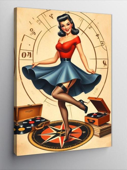 Kanvas Tablo Retro Kadın Figürü
