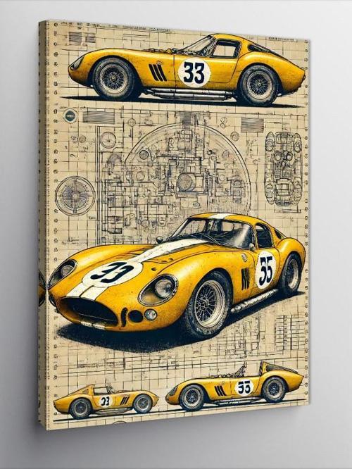 Kanvas Tablo Klasik Yarış Arabası