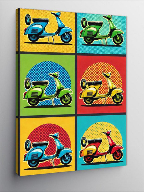Kanvas Tablo Renkli Motosiklet Posteri