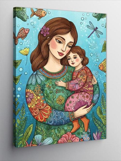 Kanvas Tablo Anne ve Kız Figürü