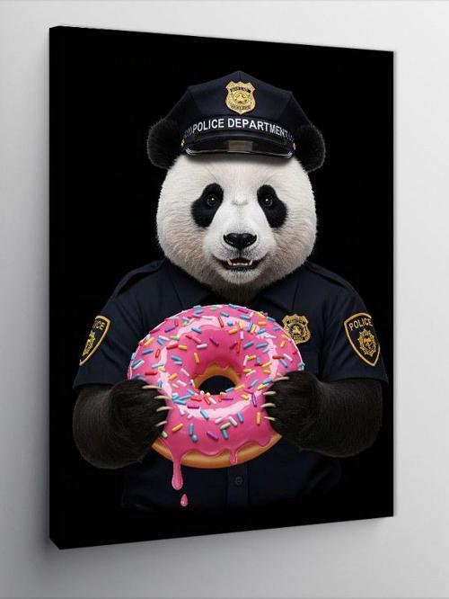Kanvas Tablo Polis Panda ve Donut