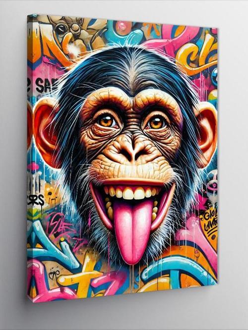 Kanvas Tablo Renkli Maymun Çizimi