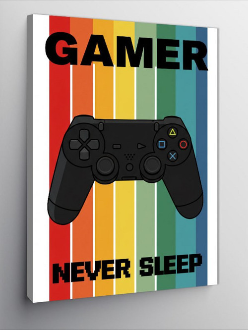 Kanvas Tablo Gamer Never Sleep Afişi