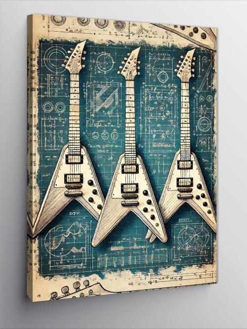 Kanvas Tablo Klasik Elektro Gitarlar