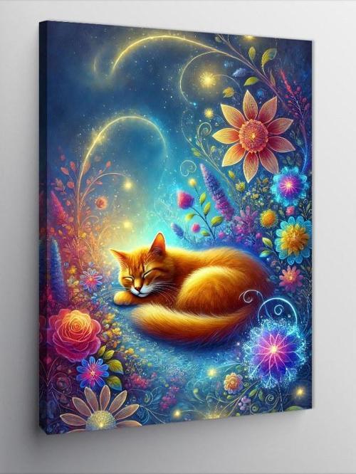 Kanvas Tablo Renkli Kedi Rüyası