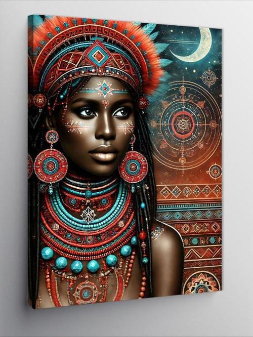 Kanvas Tablo Afrikalı Kadın Çizimi