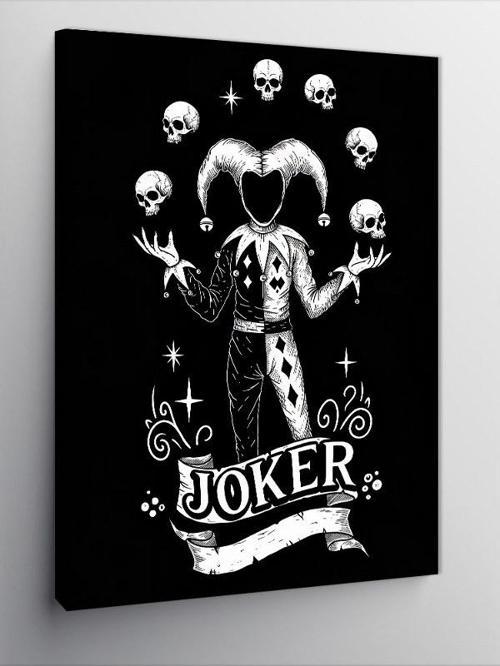 Kanvas Tablo Kafatası Joker Çizimi