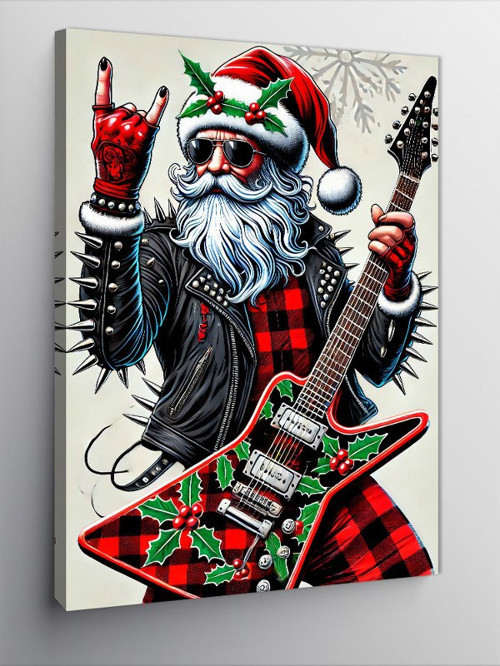 Kanvas Tablo Noel Baba ve Gitar