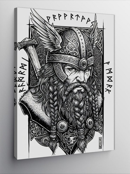 Kanvas Tablo Viking Savaşçı Çizimi