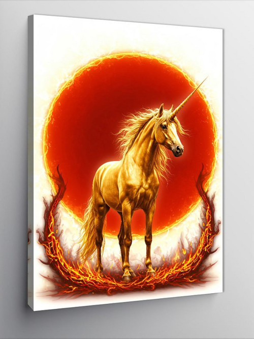 Kanvas Tablo Alevli Unicorn ve Büyü