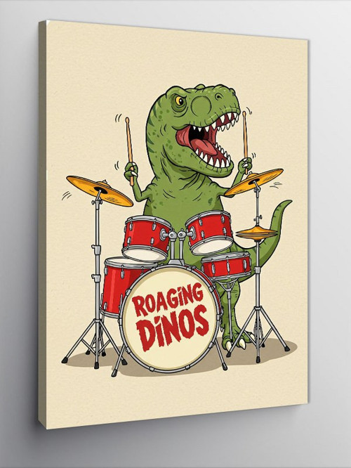 Kanvas Tablo T-Rex ve Bateri "Roaring Dinos"