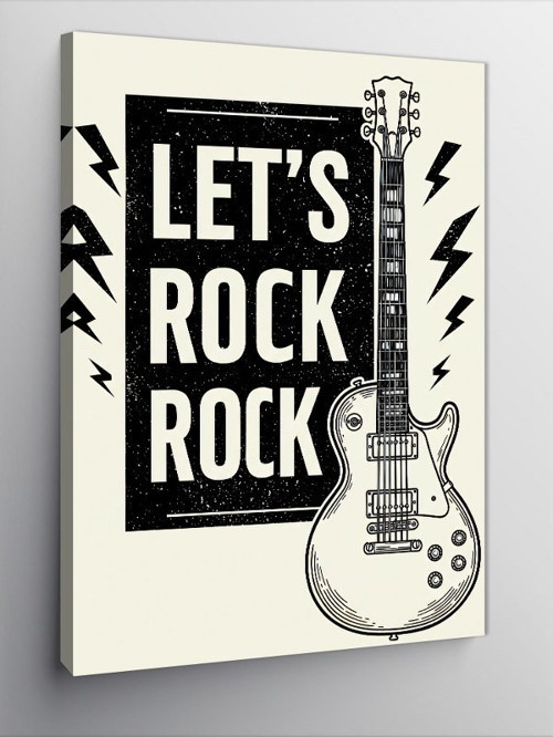 Kanvas Tablo Let’s Rock Gitar Posteri