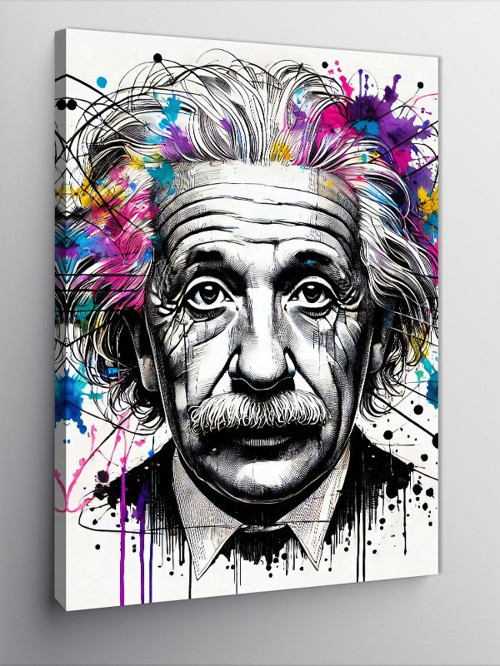 Kanvas Tablo Einstein ve Soyut Çizgiler