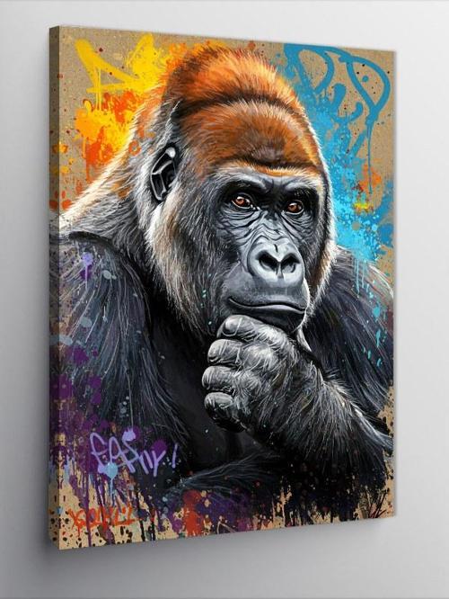Kanvas Tablo Düşünen Goril