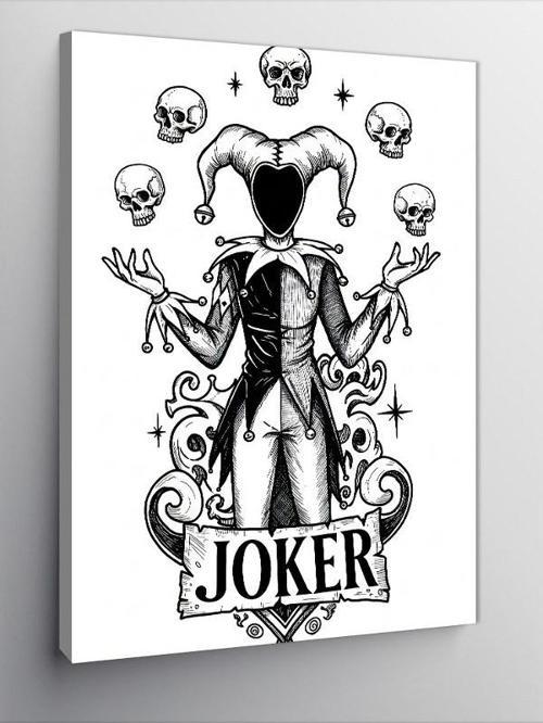 Kanvas Tablo Joker ve İskambil Kâğıdı Teması