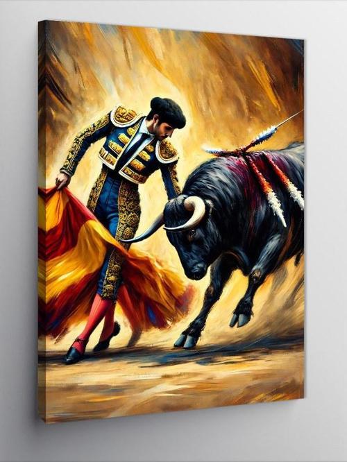 Kanvas Tablo Matador ve Boğa Dövüşü