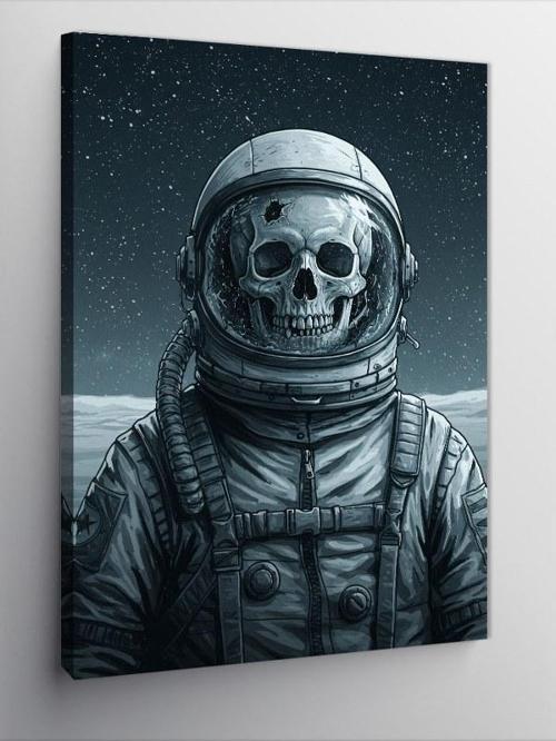 Kanvas Tablo Astronot ve Kafatası