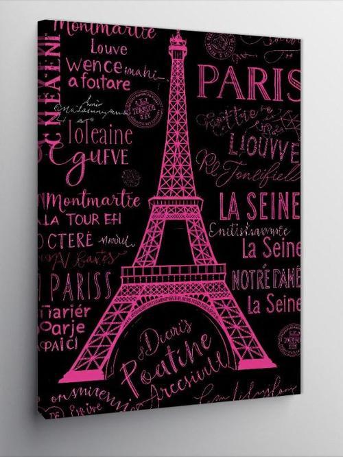 Kanvas Tablo Paris Yazı Temalı Posteri