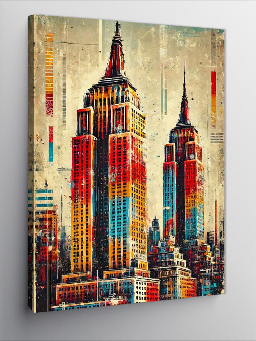 Kanvas Tablo New York Silüeti ve Modern Çizgiler