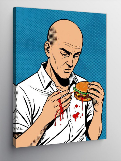Kanvas Tablo Hamburger yiyen adam