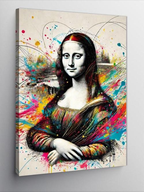 Kanvas Tablo Mona Lisa ve Soyut Renkler