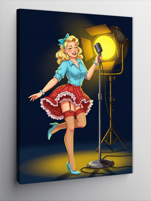 Kanvas Tablo Retro Kıyafetli Kadın