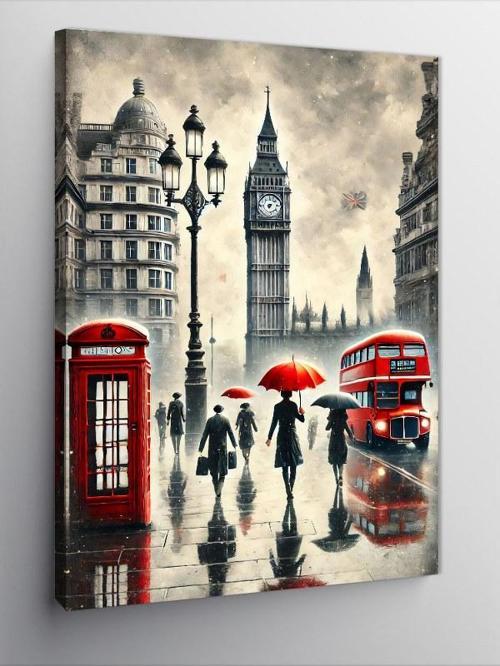 Kanvas Tablo Londra ve Kırmızı Telefon
