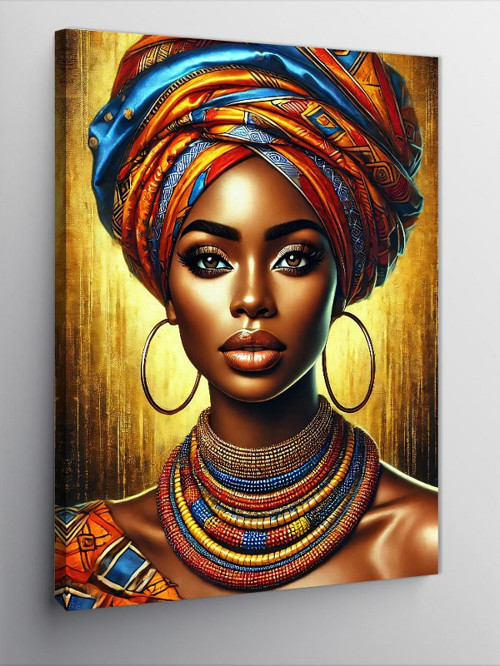 Kanvas Tablo Afrikalı Kadın ve Canlı Renkler