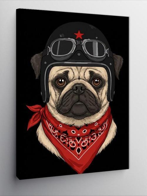 Kanvas Tablo Pilot Gözlüklü Köpek