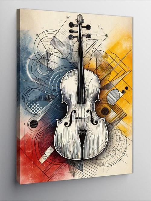 Kanvas Tablo Minimalist Keman Çizimi