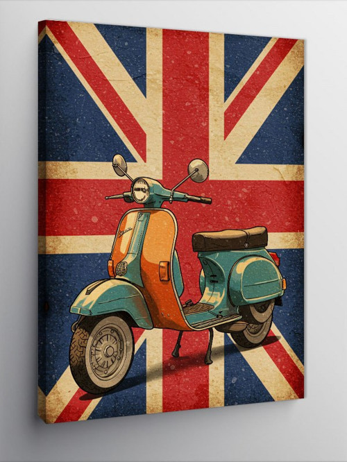 Kanvas Tablo Union Jack ve Retro Vespa
