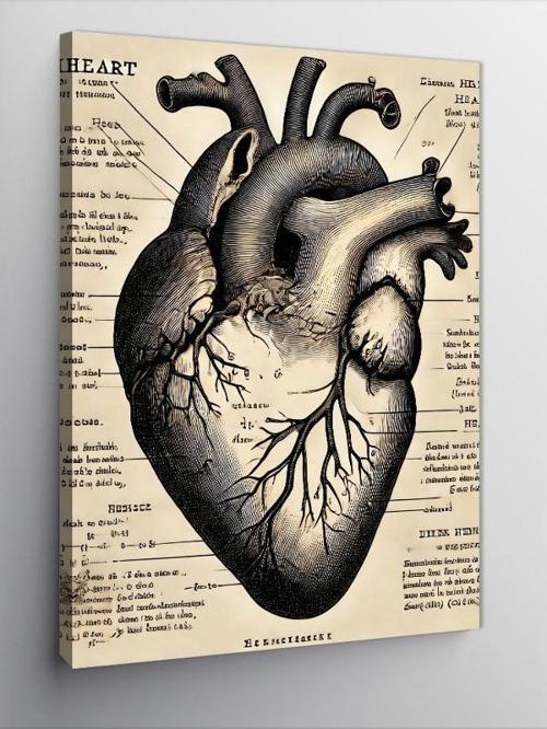 Kanvas Tablo Anatomik Kalp Çizimi