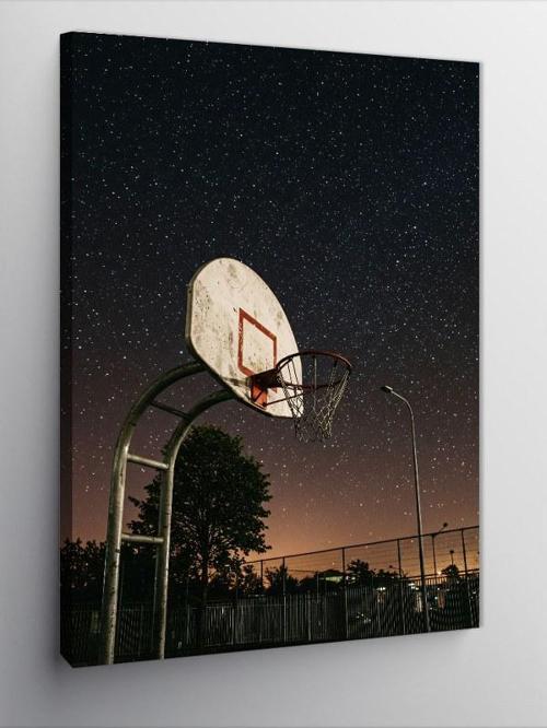 Kanvas Tablo Gece Basketbol Sahası ve Yıldızlar