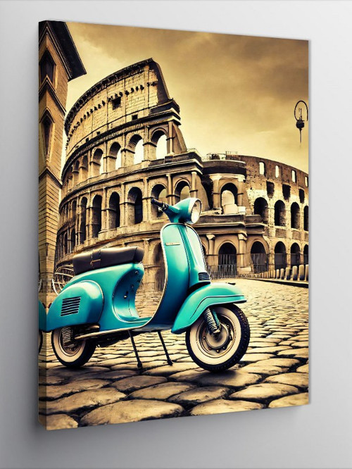 Kanvas Tablo Colosseum ve Retro Vespa