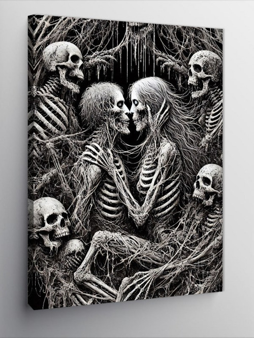 Kanvas Tablo İskeletler ve Gotik Manzara