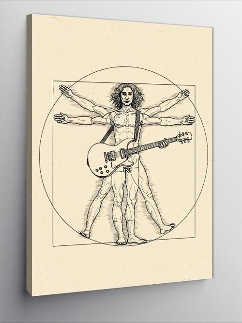 Kanvas Tablo Vitruvius Adam ve Gitar