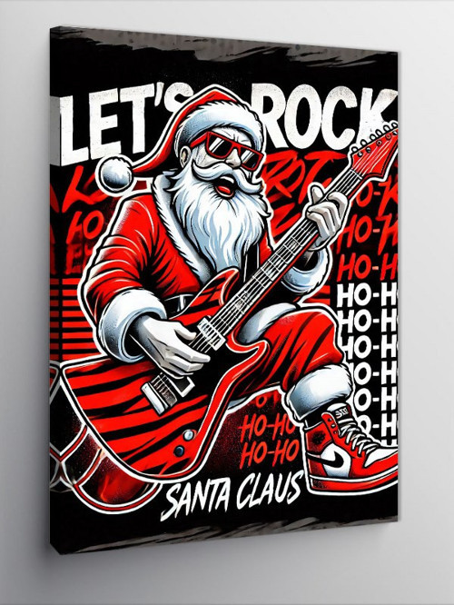 Kanvas Tablo Noel Baba ve Rock'n Roll Afişi