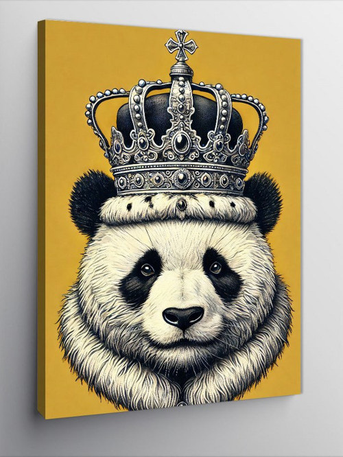 Kanvas Tablo Taçlı Panda Ve Karizma