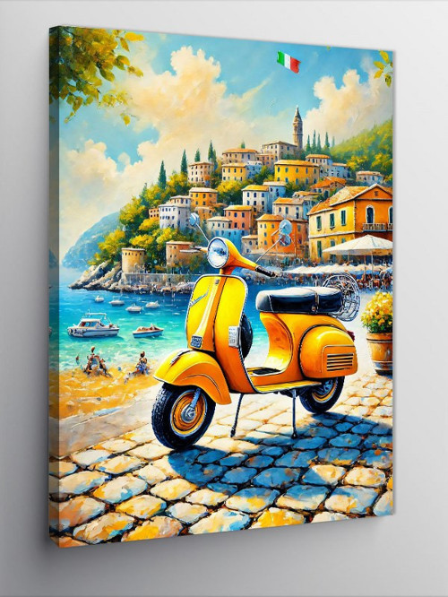 Kanvas Tablo Akdeniz Sokakları Ve Vespa