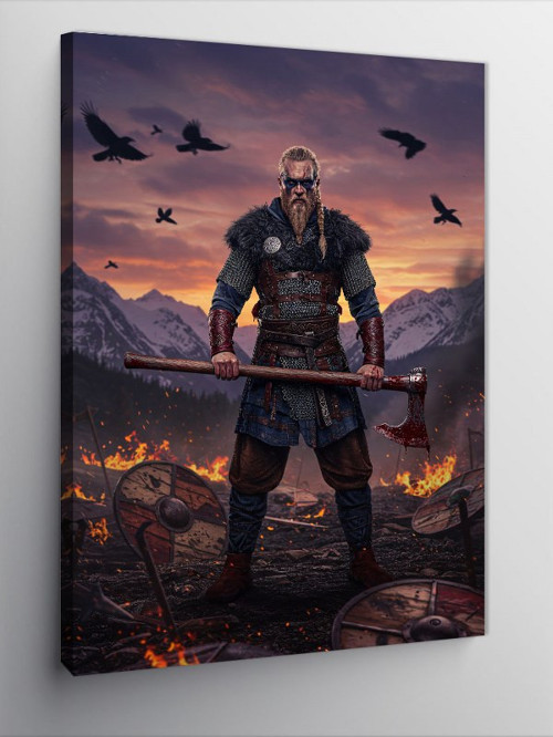 Kanvas Tablo Savaşçı Viking İllüstrasyonu