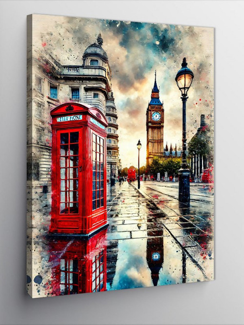 Kanvas Tablo Big Ben Ve Telefon Kulübesi